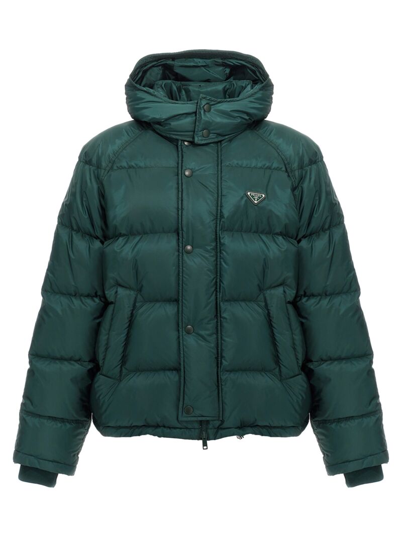 Re-Nylon logo down jacket PRADA Green