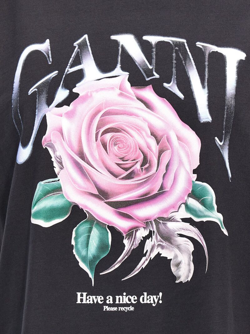 'Rose' T-shirt 100% cotton GANNI Black