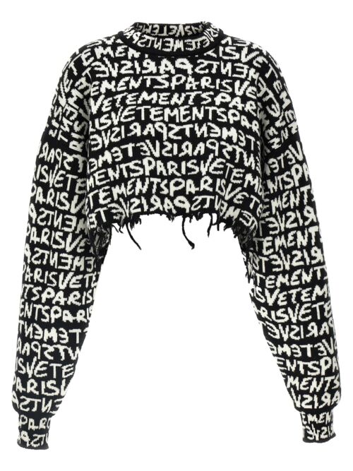 'Vetements Paris Monogram' cropped sweater VETEMENTS White/Black