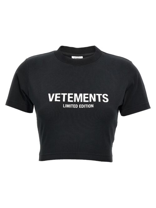 'Limited Edition Logo' cropped T-shirt VETEMENTS Black