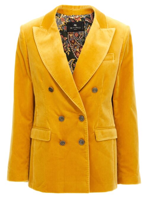 Double-breasted velvet blazer ETRO Yellow