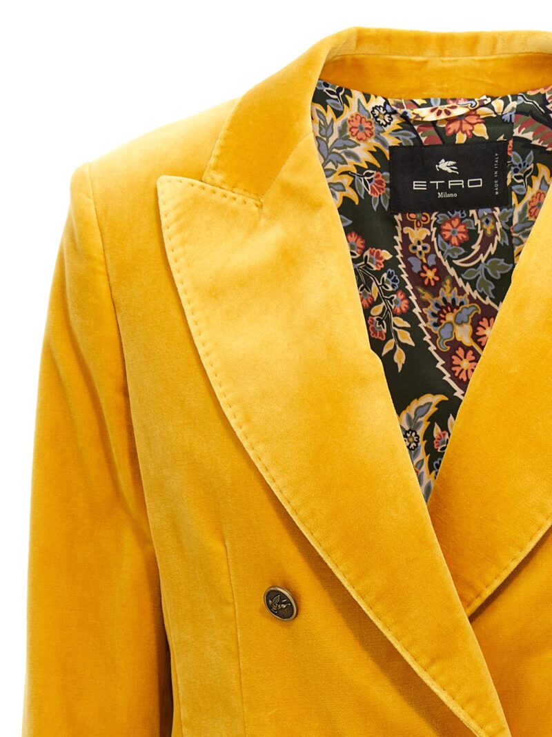 Double-breasted velvet blazer Woman ETRO Yellow