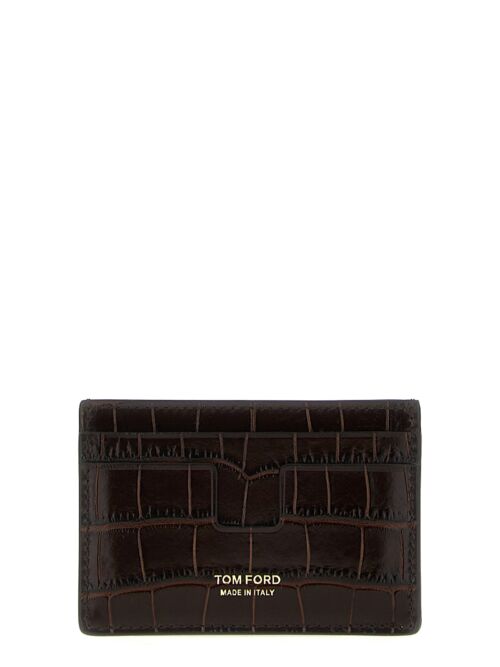 Croc print card holder TOM FORD Brown