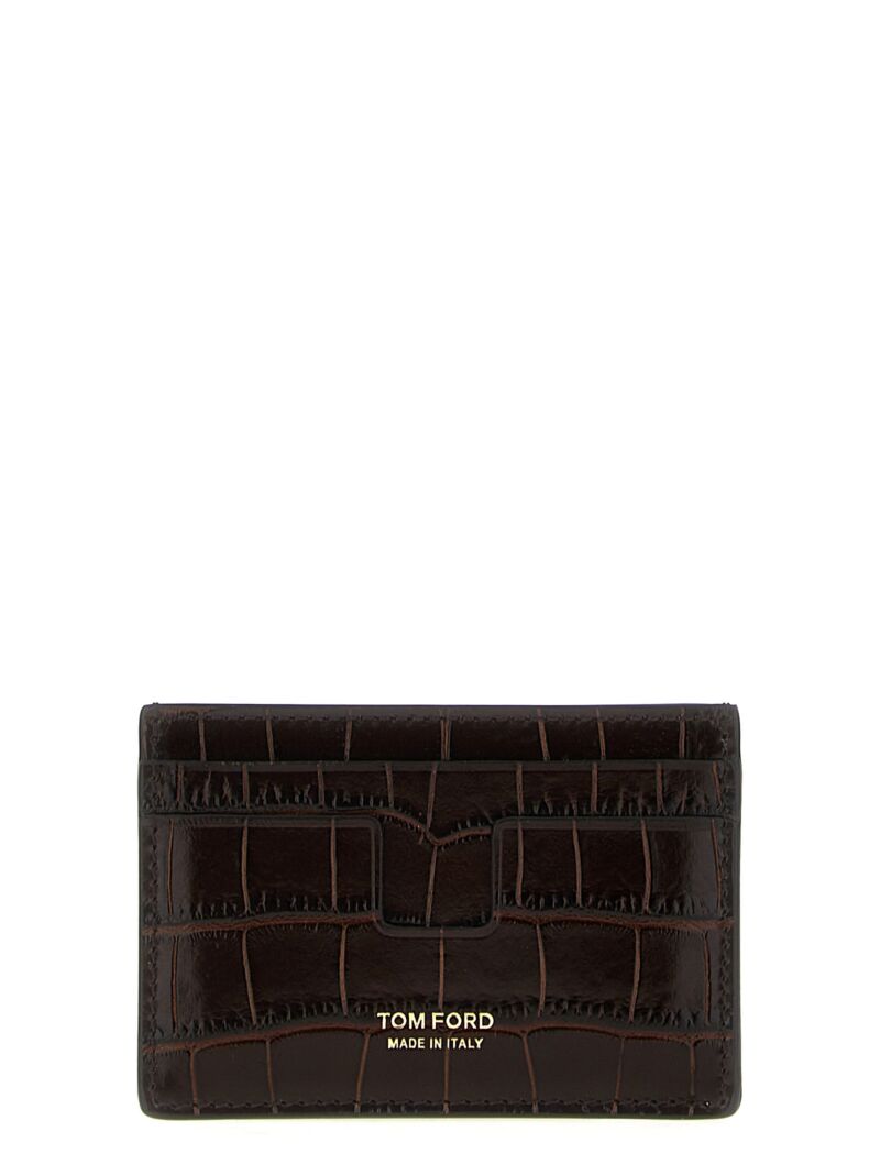 Croc print card holder TOM FORD Brown