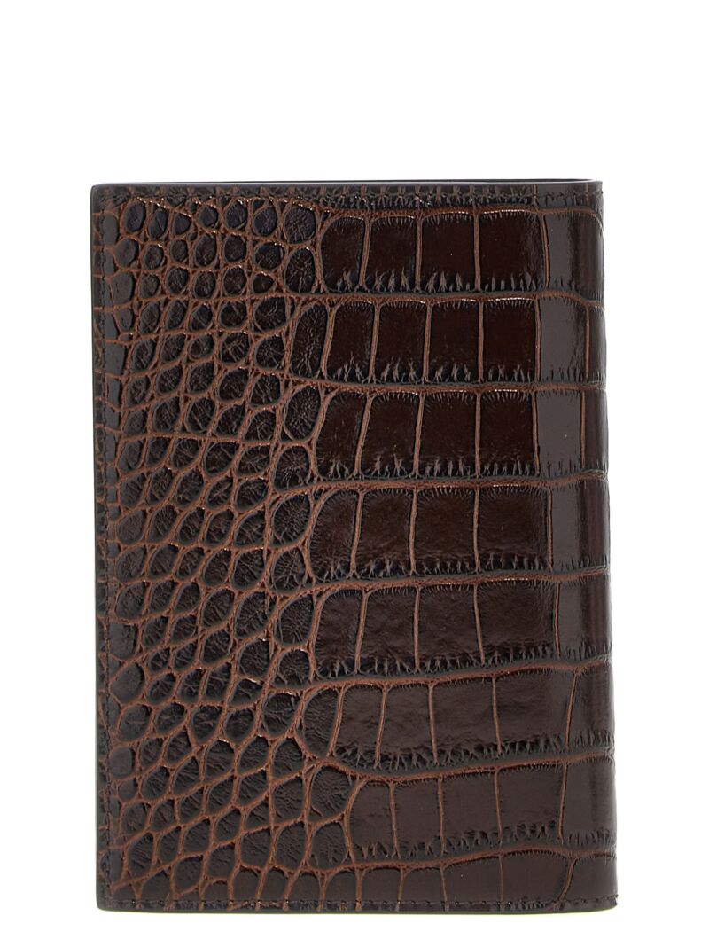 Croc print passport holder Y0274LCL439G1B017 TOM FORD Brown