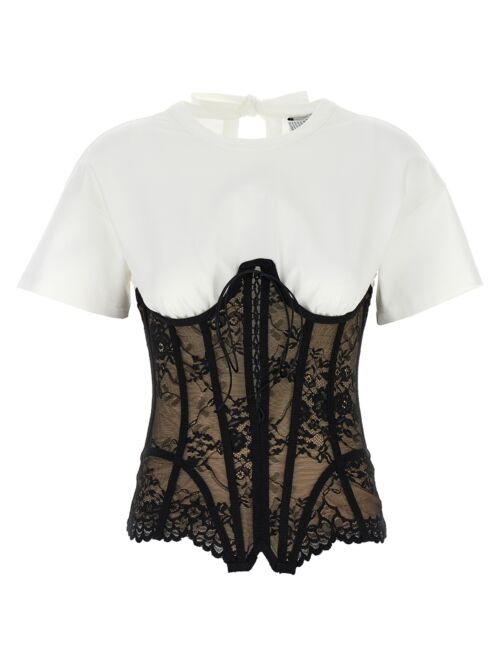 Lace bodice insert top GIUSEPPE DI MORABITO White/Black