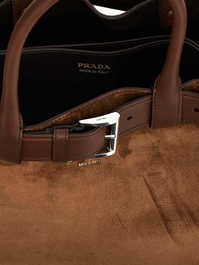 'Prada Buckle Large' handbag 100% bos taurus PRADA Brown