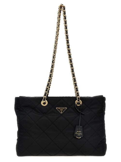 'Re-Edition 1995 Chaîne' large shopping bag PRADA Black