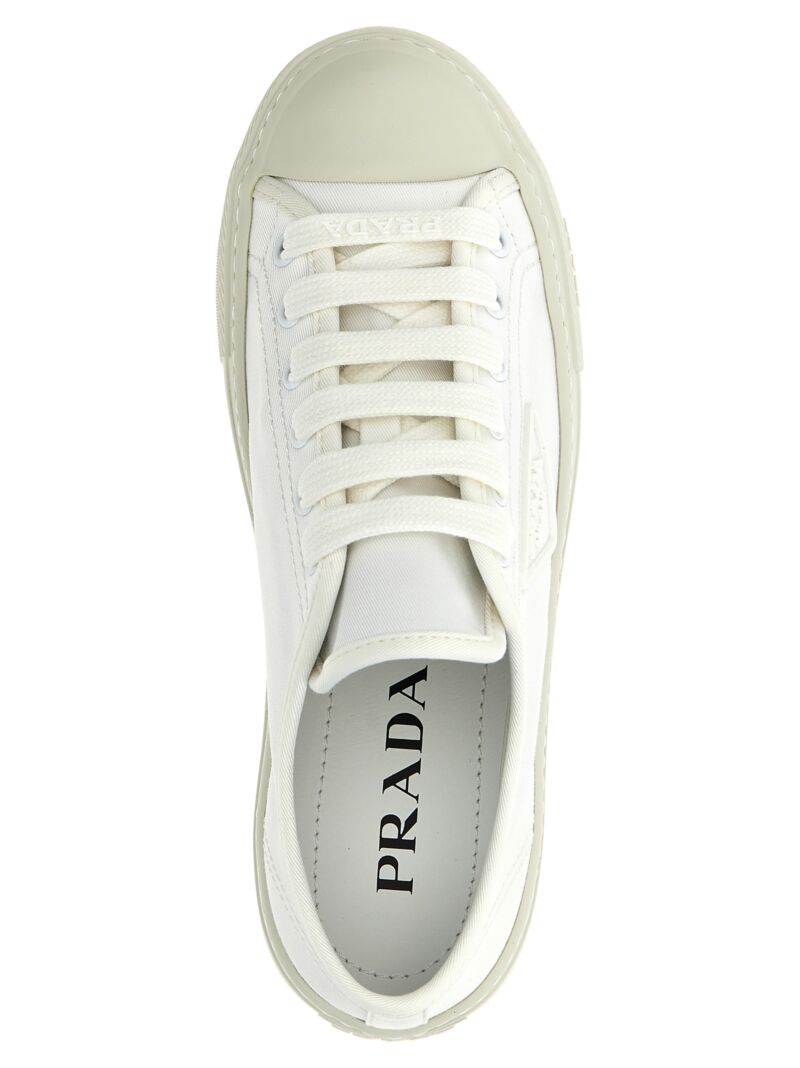 Logo canvas sneakers 100% cotton PRADA White