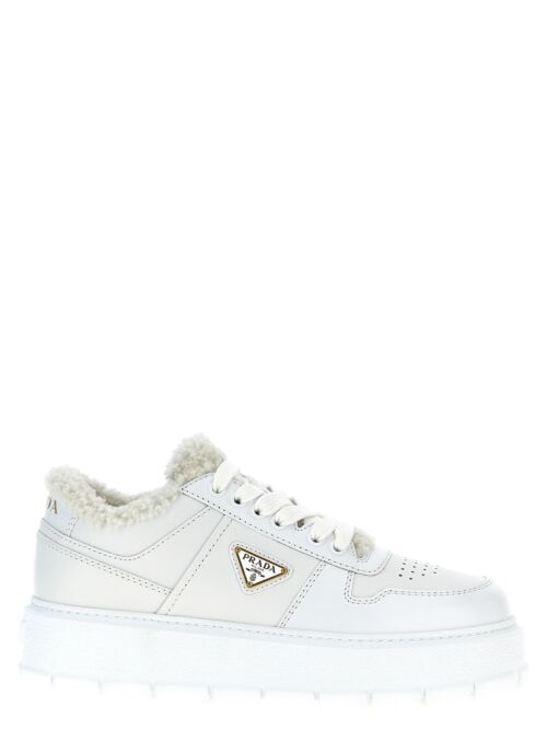 Sheepskin leather sneakers PRADA White