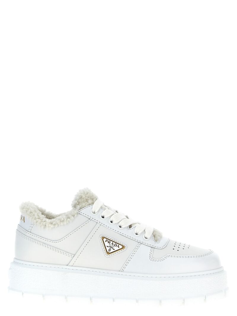 Sheepskin leather sneakers PRADA White