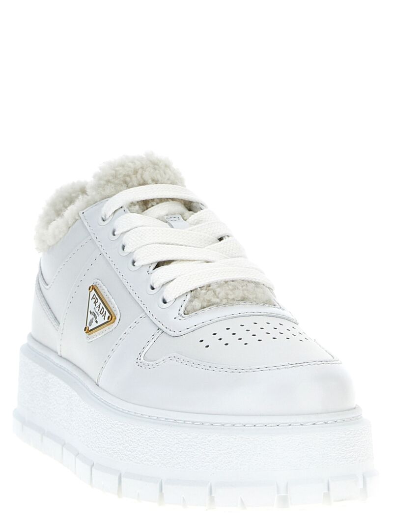 Sheepskin leather sneakers 1E947MFZG453LENF0009 PRADA White