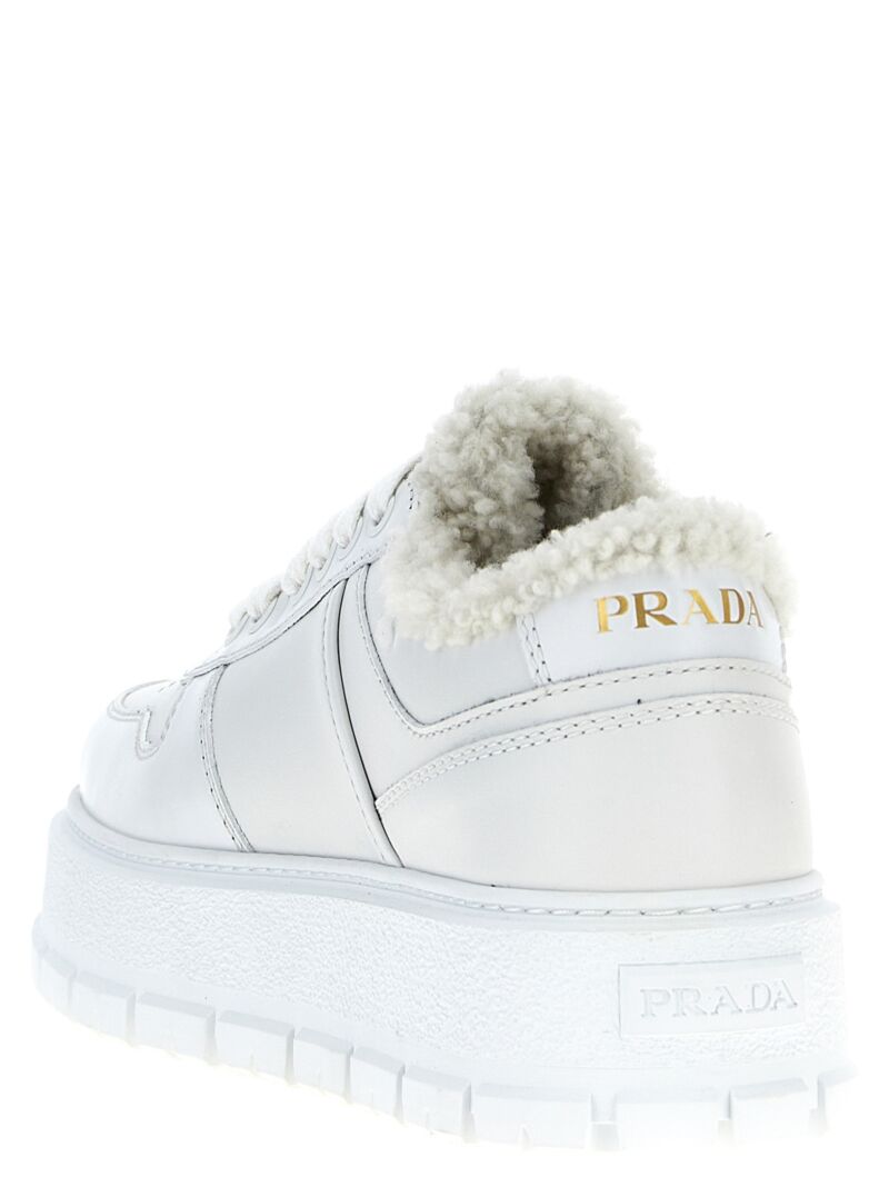 Sheepskin leather sneakers Woman PRADA White