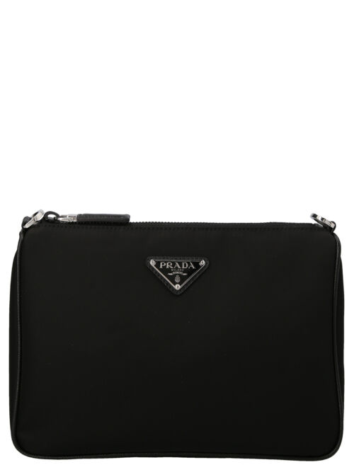 Logo nylon crossbody bag PRADA Black