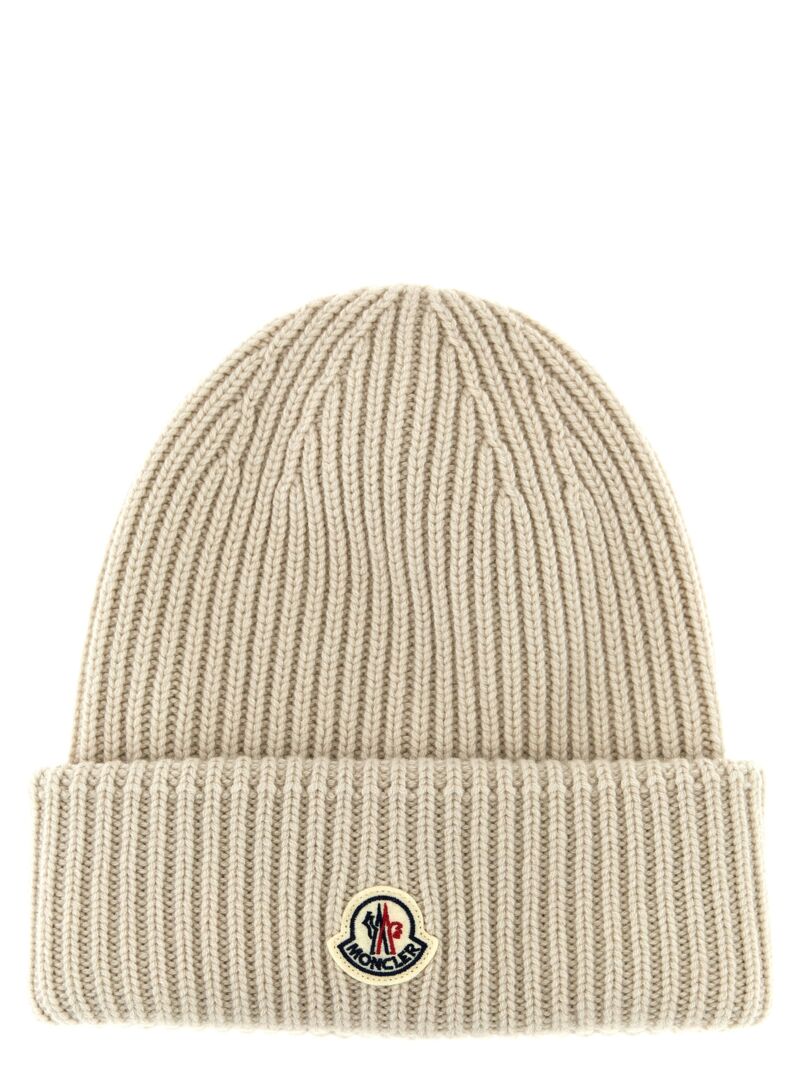 Logo patch beanie MONCLER Beige