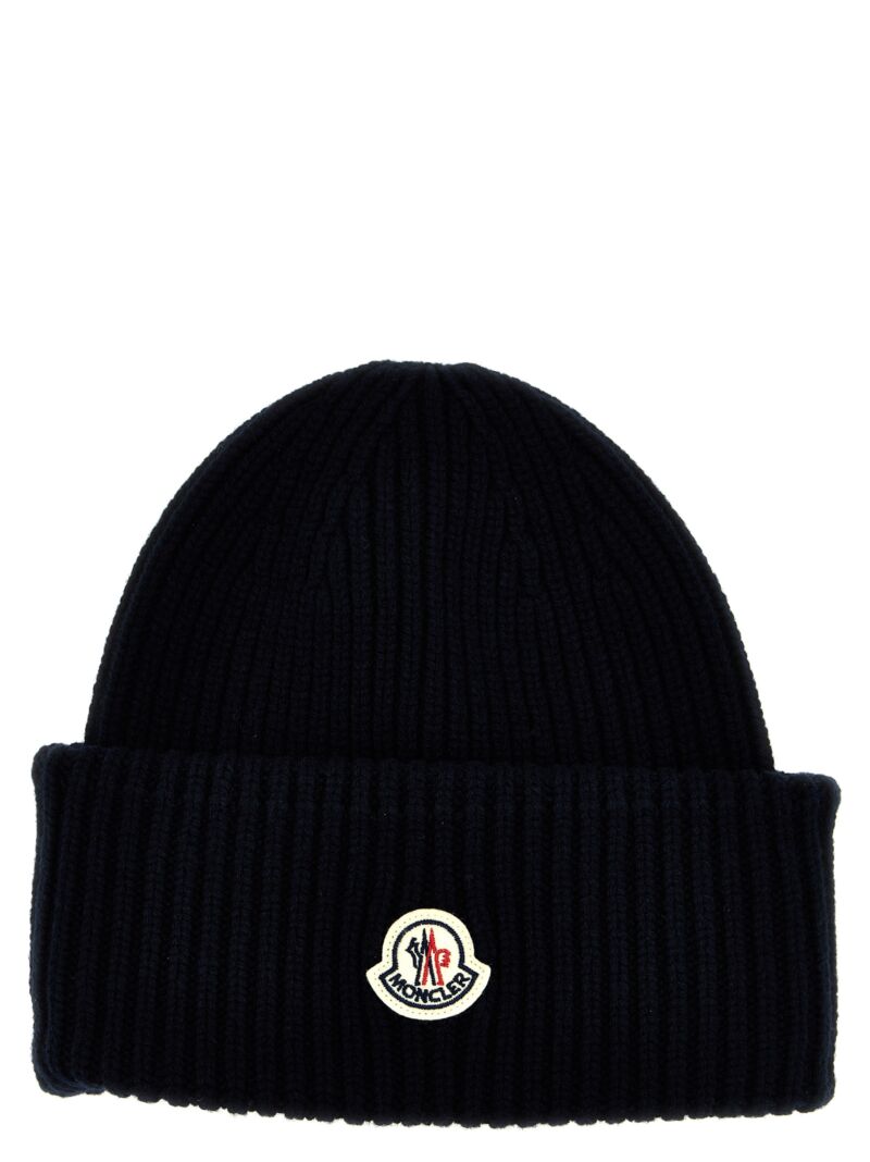 Logo patch beanie MONCLER Blue