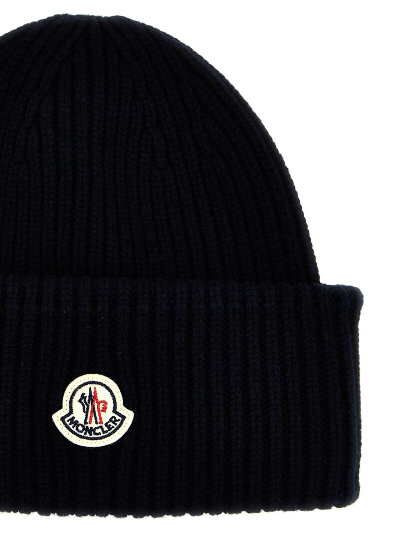 Logo patch beanie Man MONCLER Blue