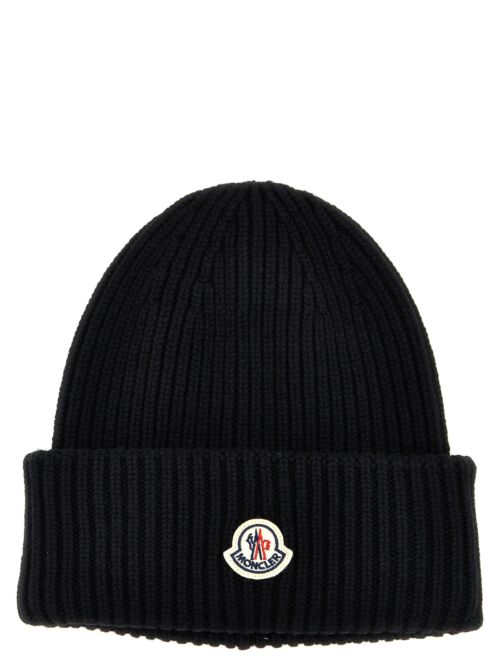 Logo patch beanie MONCLER Black