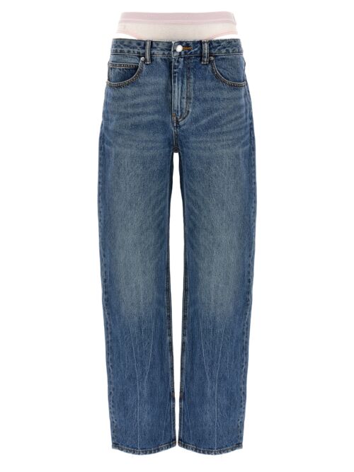 'Slit Hem Prestyle Hotfix Mesh Undie' jeans DENIM X ALEXANDER WANG Light Blue