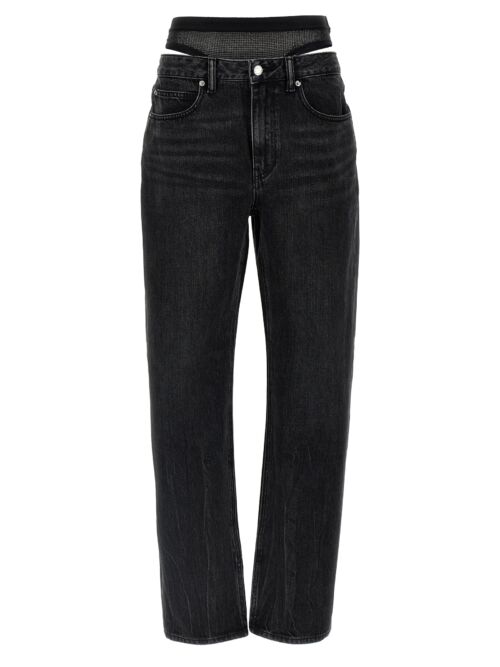 'Slit Hem Prestyle Hotfix Mesh Undie' jeans DENIM X ALEXANDER WANG Black