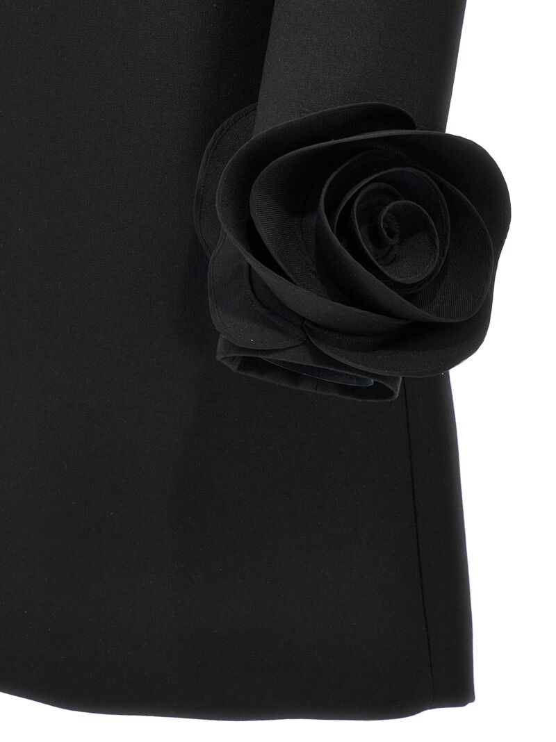 Valentino rose detail dress 99% virgin wool 1% silk VALENTINO GARAVANI Black