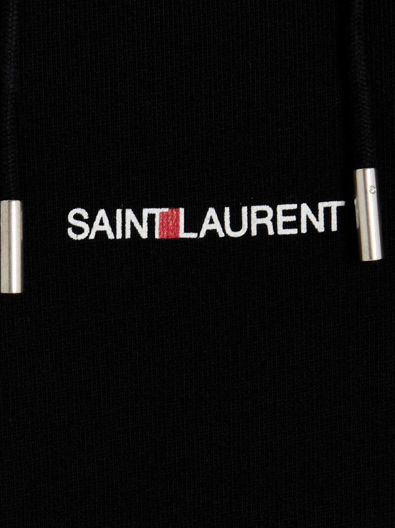 Logo print hoodie 100% cotton SAINT LAURENT Black