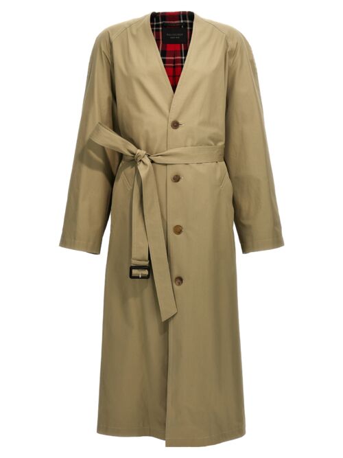 Check lining oversize trench coat BALENCIAGA Beige