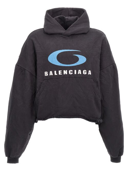 'Loop Sports Icon' cropped hoodie BALENCIAGA Black