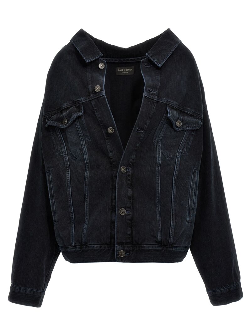 Off-the-shoulder denim jacket BALENCIAGA Blue