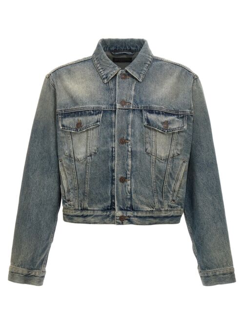 Rhinestone logo denim jacket BALENCIAGA Blue