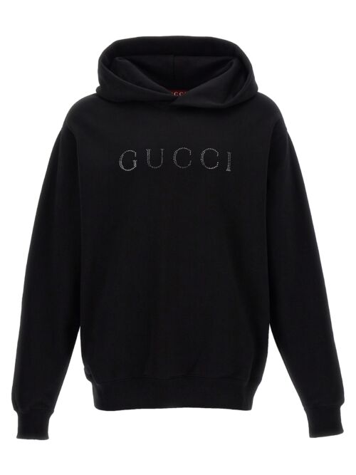 Rhinestone logo hoodie GUCCI Black