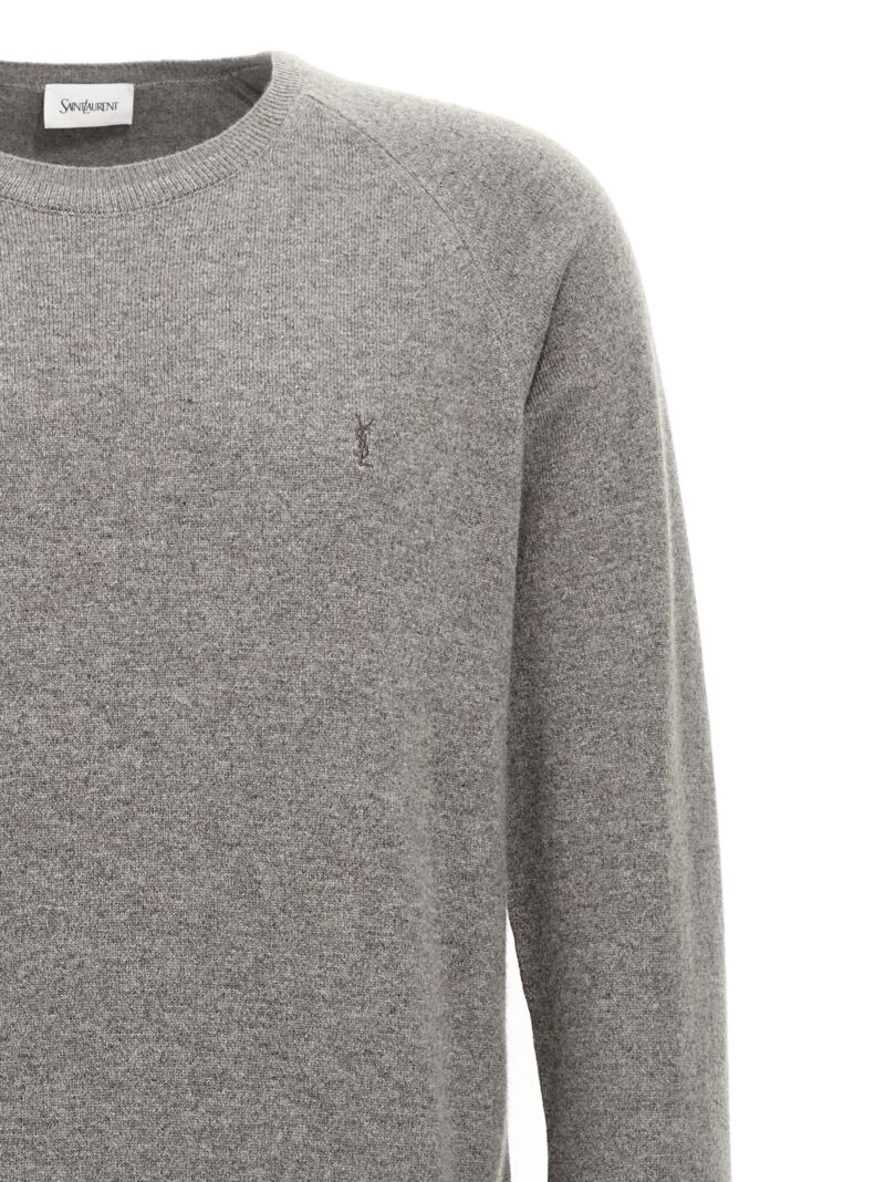 Logo embroidery sweater Man SAINT LAURENT Gray