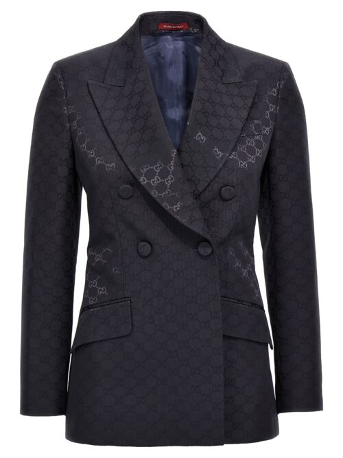 'GG' double-breasted blazer GUCCI Blue