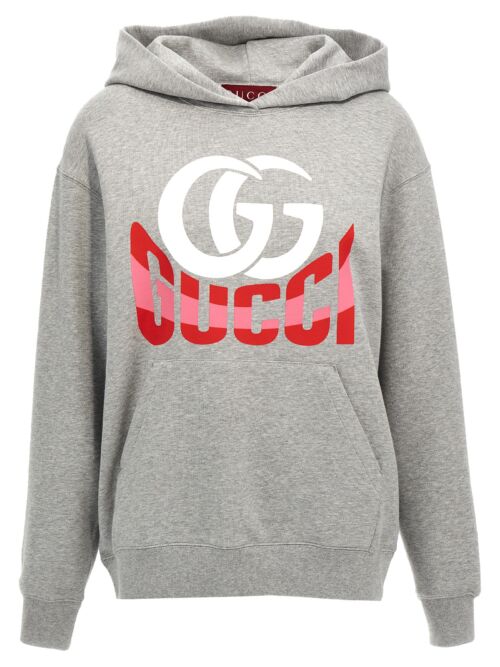 Logo print hoodie GUCCI Gray