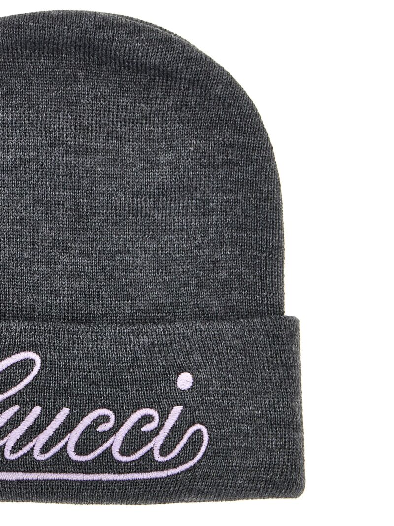 Logo embroidery beanie Woman GUCCI Gray