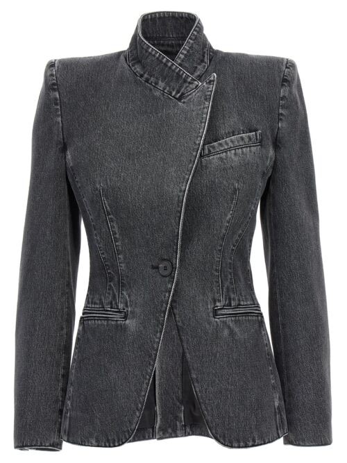 Deconstructed denim blazer ALEXANDER MCQUEEN Black