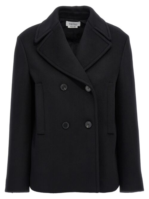 Felt double-breasted coat ALEXANDER MCQUEEN Black