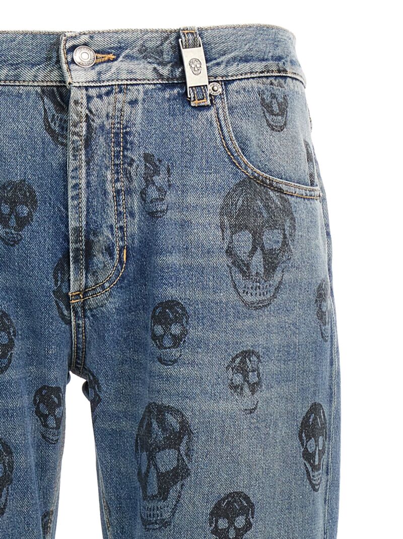 Skull print jeans Man ALEXANDER MCQUEEN Blue