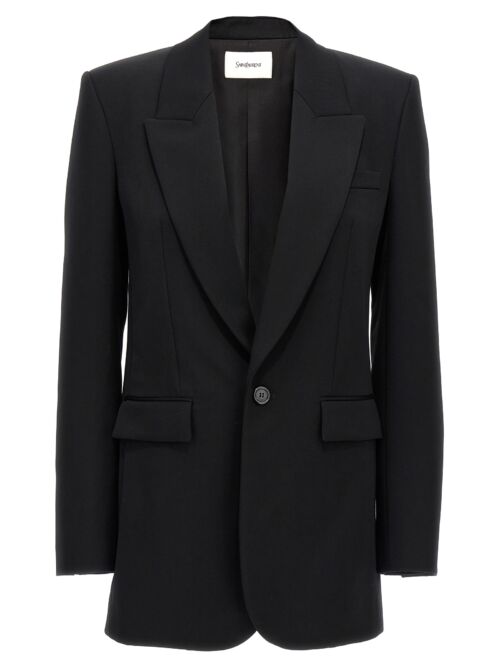 Single-breasted wool blazer SAINT LAURENT Black