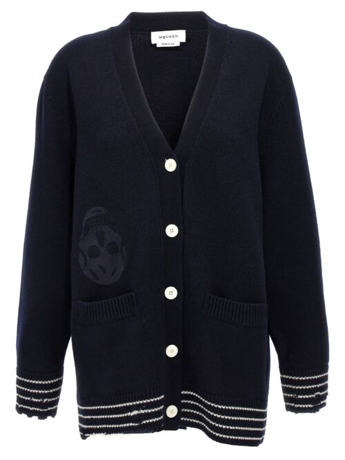 Inverted skull cardigan ALEXANDER MCQUEEN Blue