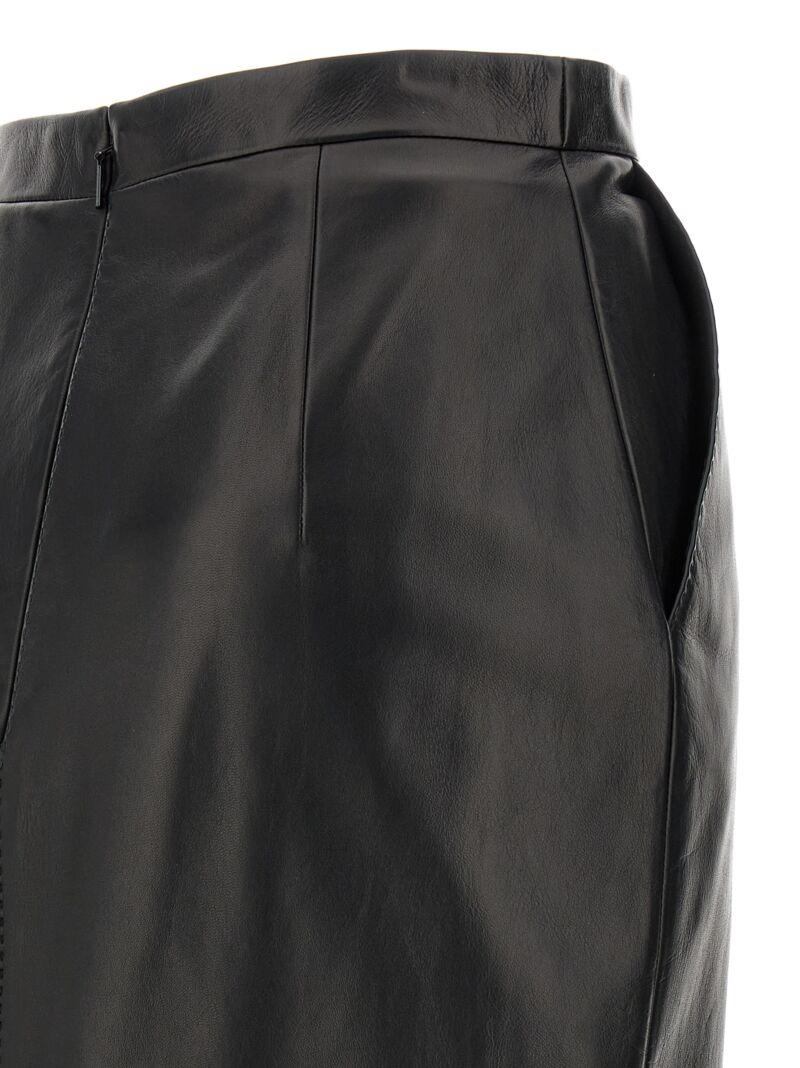 Leather midi skirt 100% lamb leather SAINT LAURENT Black