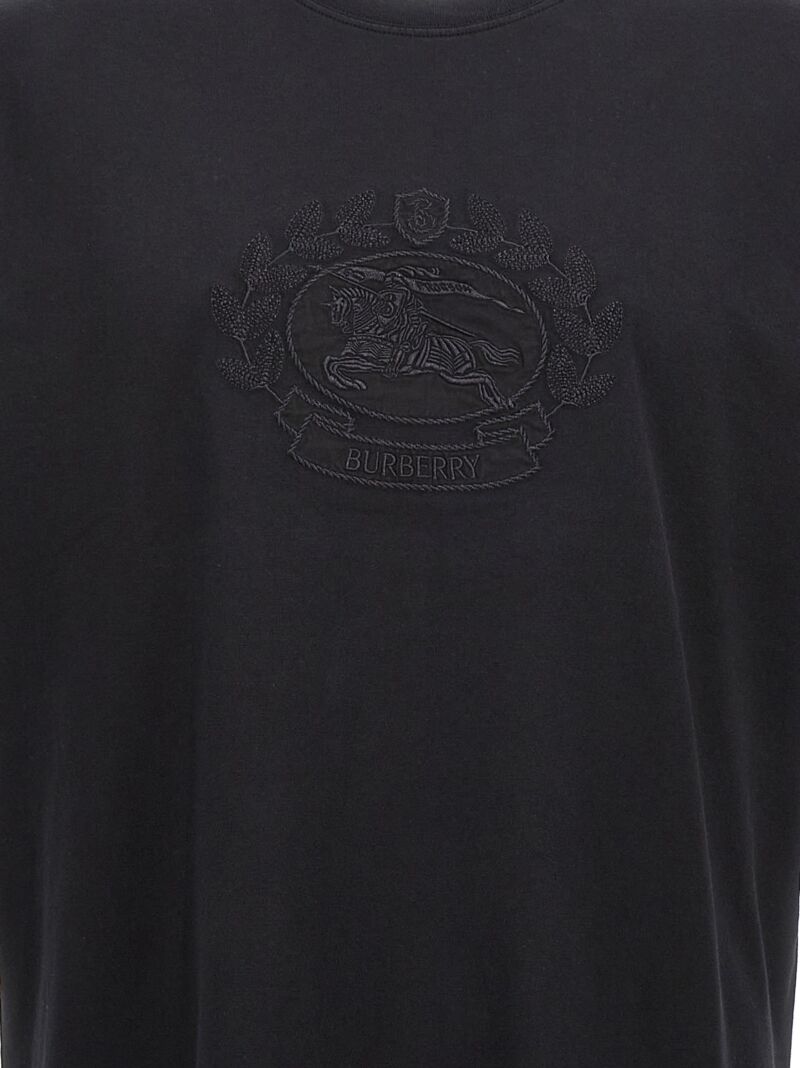 Logo embroidery t-shirt Man BURBERRY Black