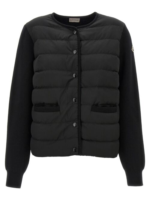 Two-material cardigan MONCLER Black