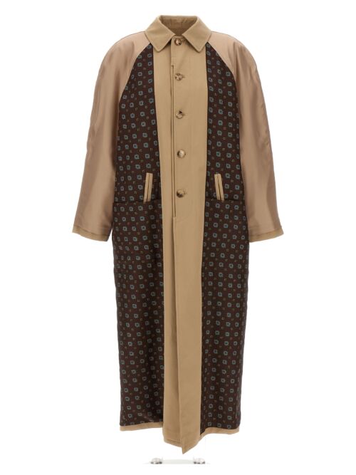 Long trench coat with patterned inserts MOSCHINO Beige