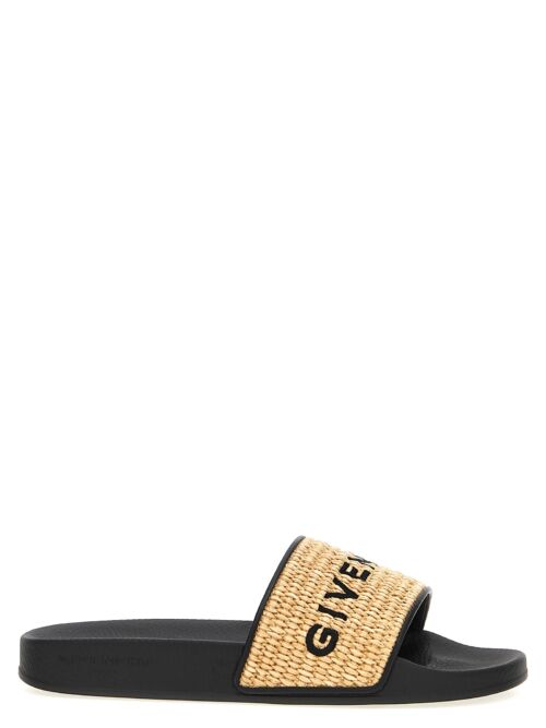 Raffia logo embroidery sandals GIVENCHY Beige