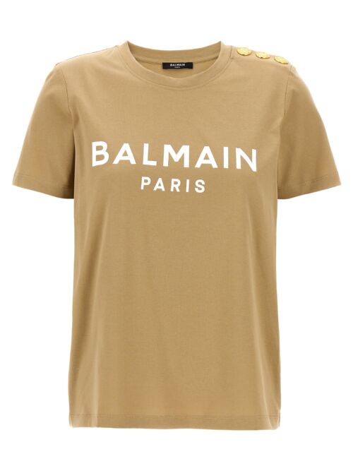 Logo print T-shirt BALMAIN Beige