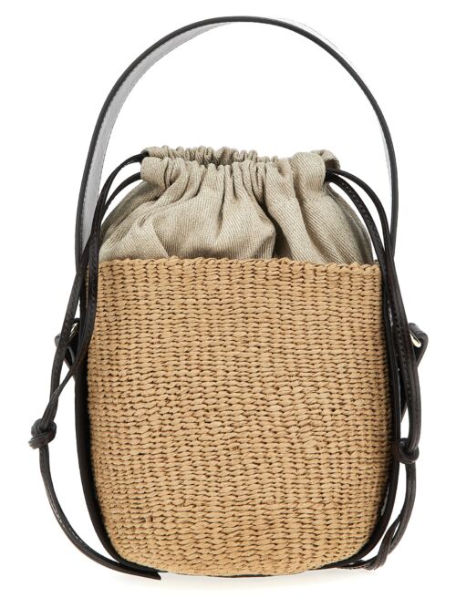 Small 'Woody' crossbody bag in woven raffia and pe CHLOÉ Brown