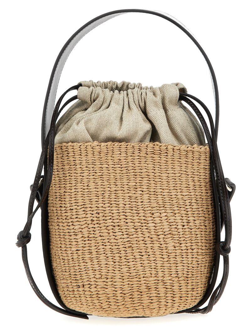 Small 'Woody' crossbody bag in woven raffia and pe CHLOÉ Brown