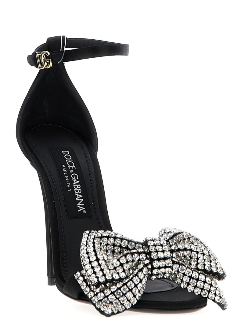 Satin jewel bow sandals CR1793A9S438S488 DOLCE & GABBANA Black