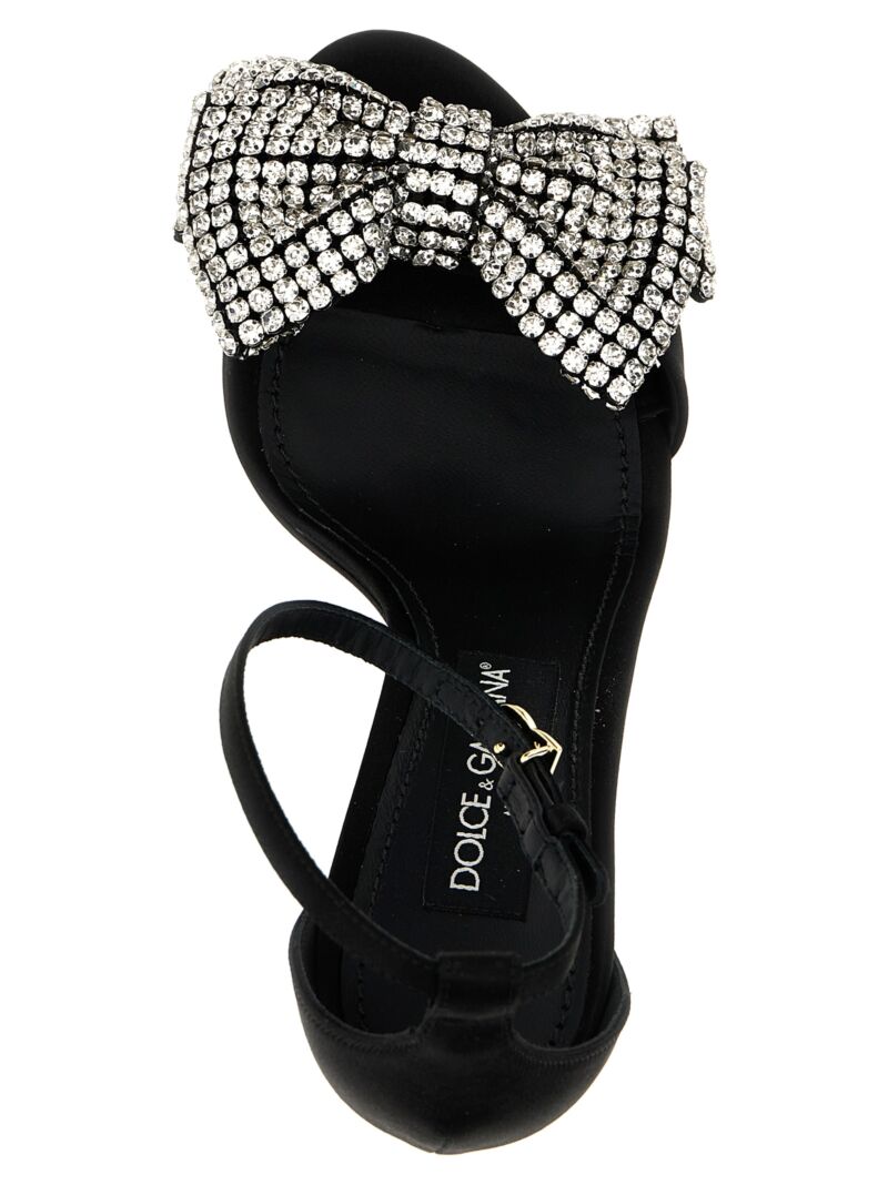 Satin jewel bow sandals 30% viscose 20% silk 20% polyester 20% glass 8% cu 2% zn DOLCE & GABBANA Black